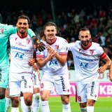 Les joueurs du FC Sion fêtent leur victoire et leur maintien à Tourbillon